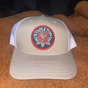 Chris Stapleton Beige and White Trucker Hat with Rose Patch